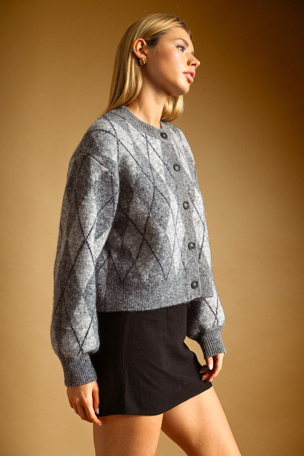 Argyle Button Cardi