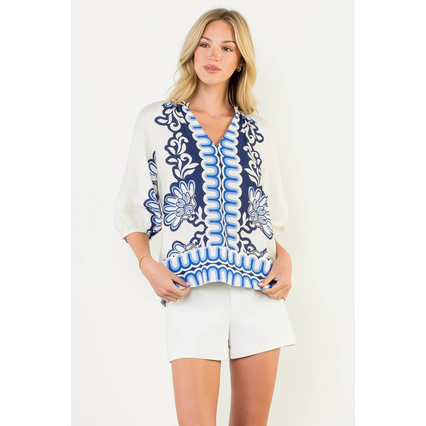 Flower Balloon Sleeve Top