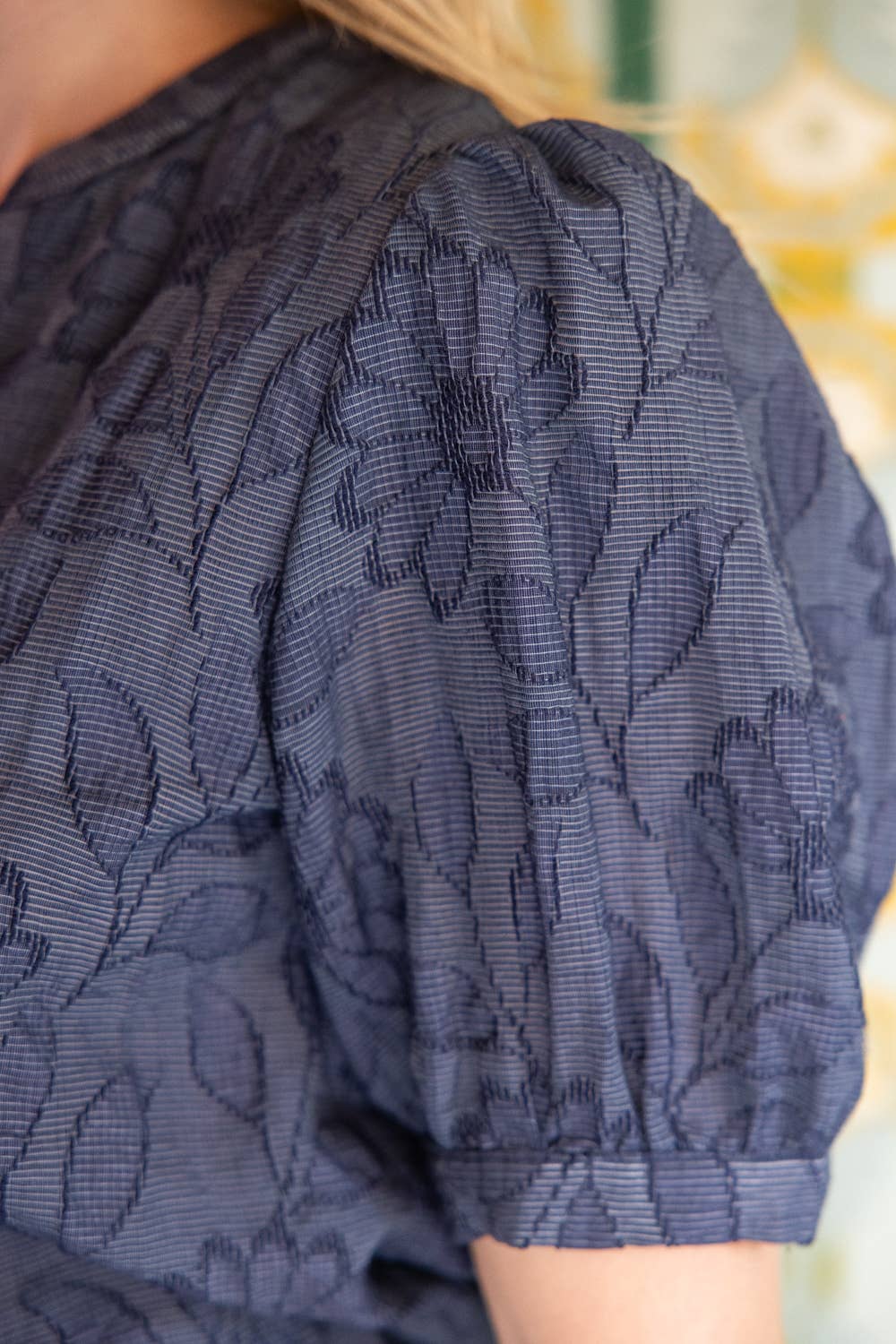Cover Button Down Floral Textured Top