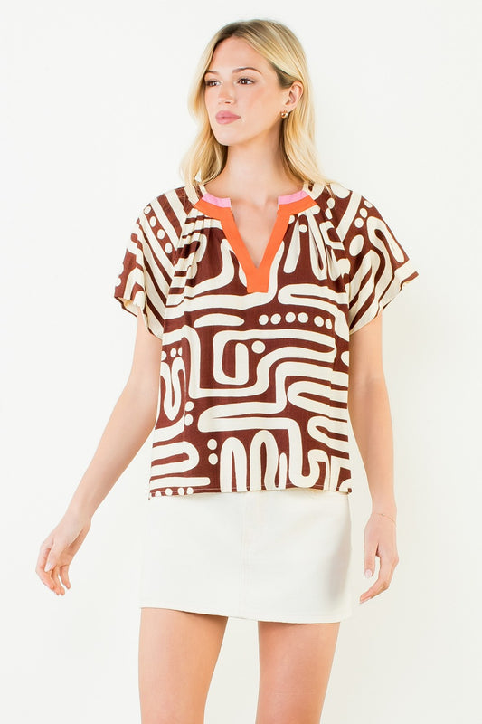 Short Sleeve Pattern Top