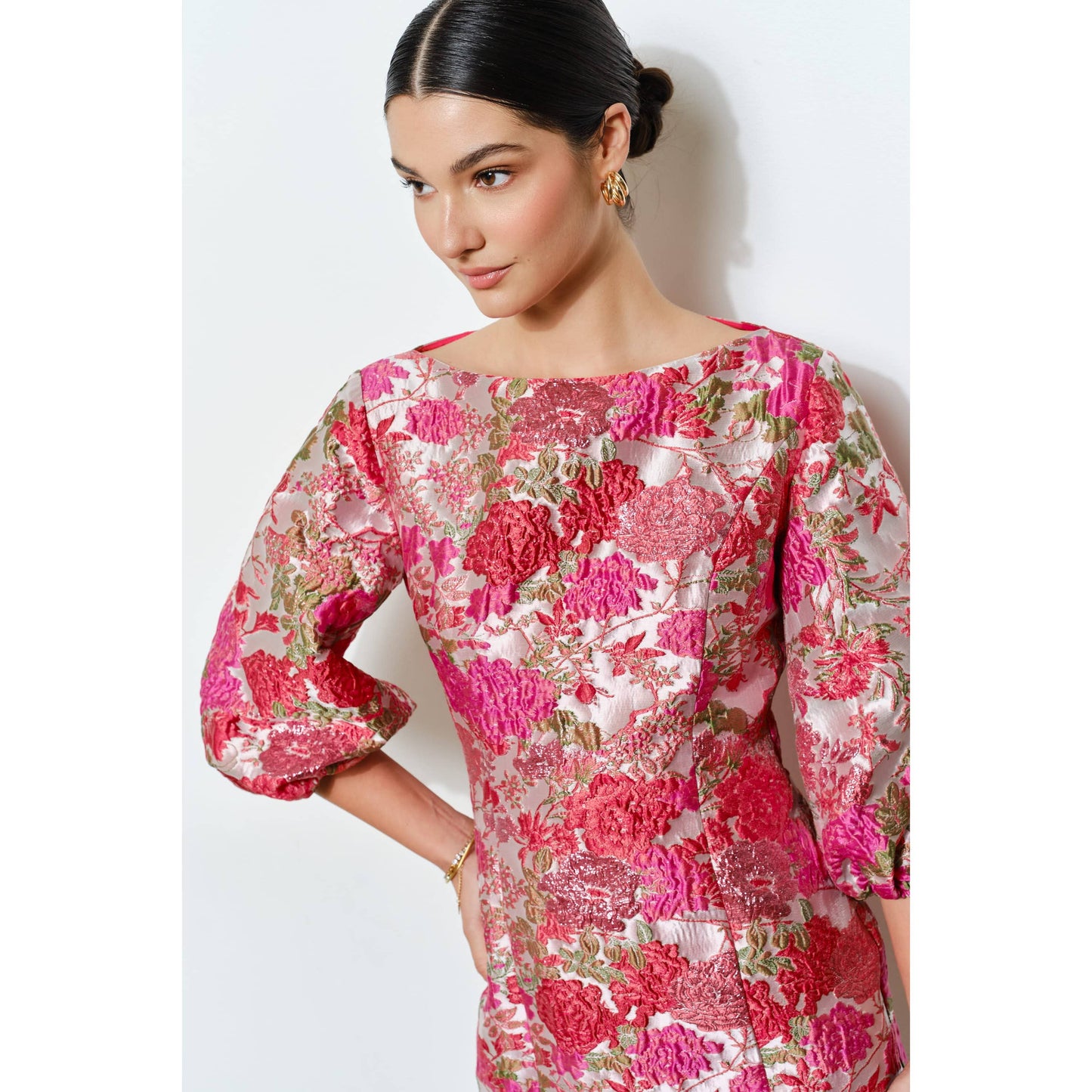 Luxe Floral Jacquard Dress