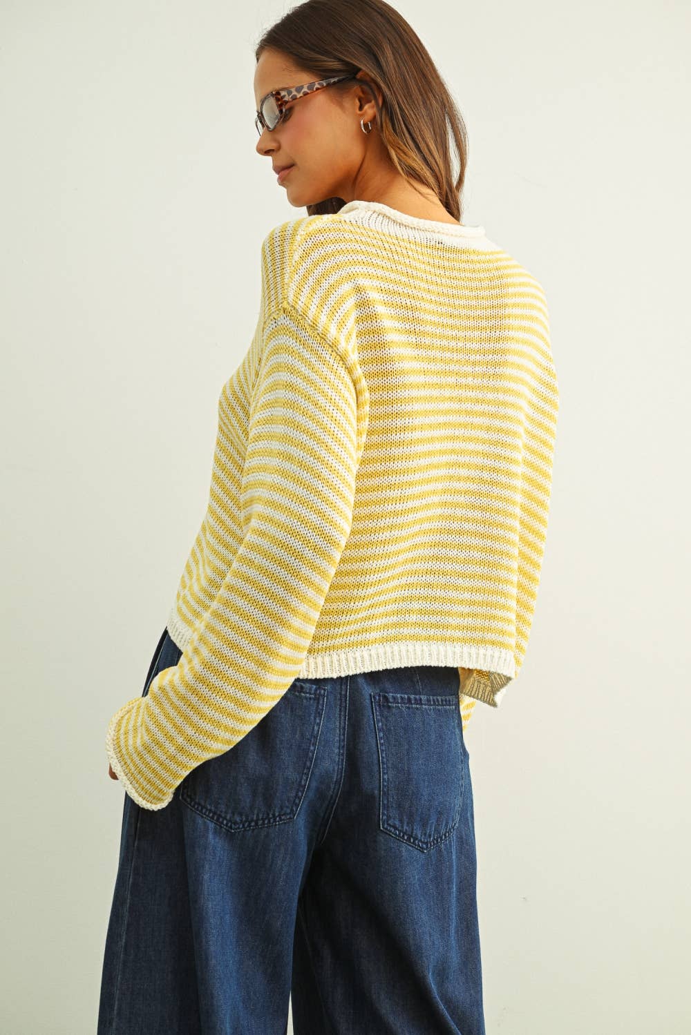 STRIPE BUTTON KNIT CARDI