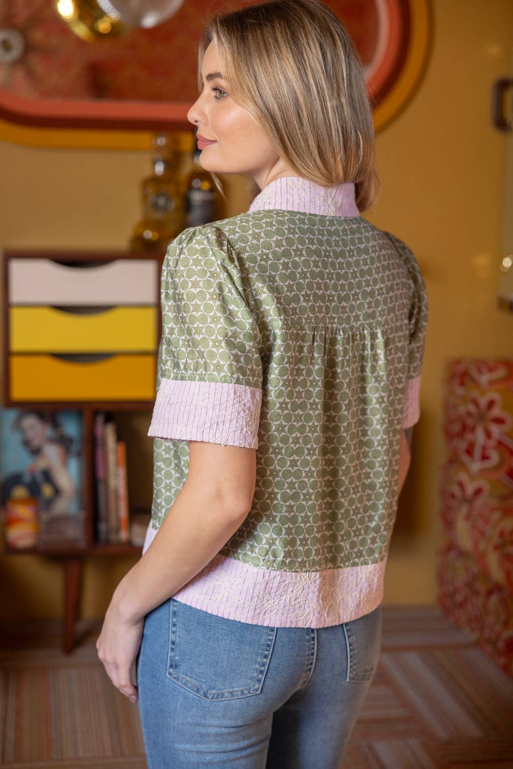 Mixed Print Button Down