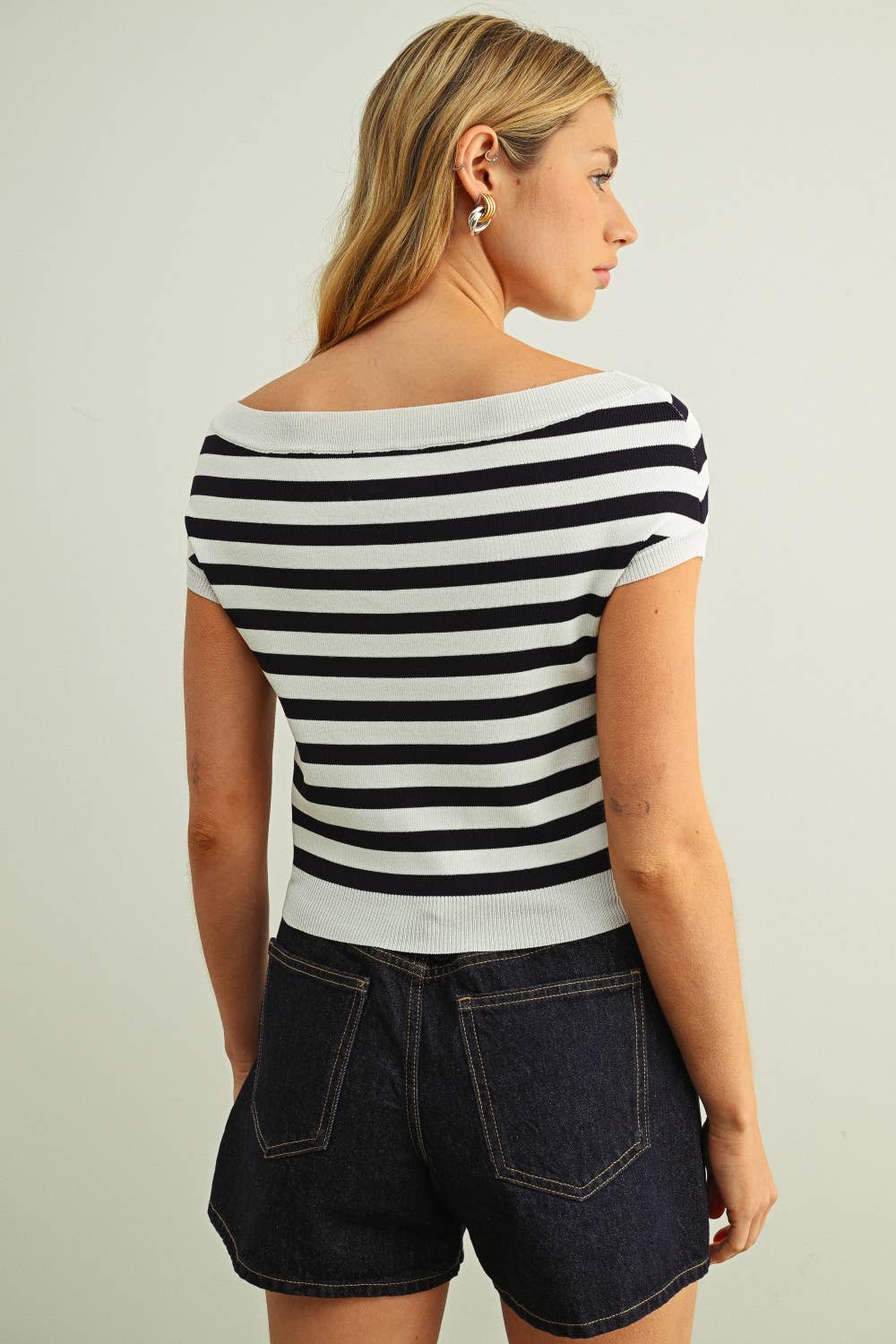 CAPSLEEVE STRIPE CROP