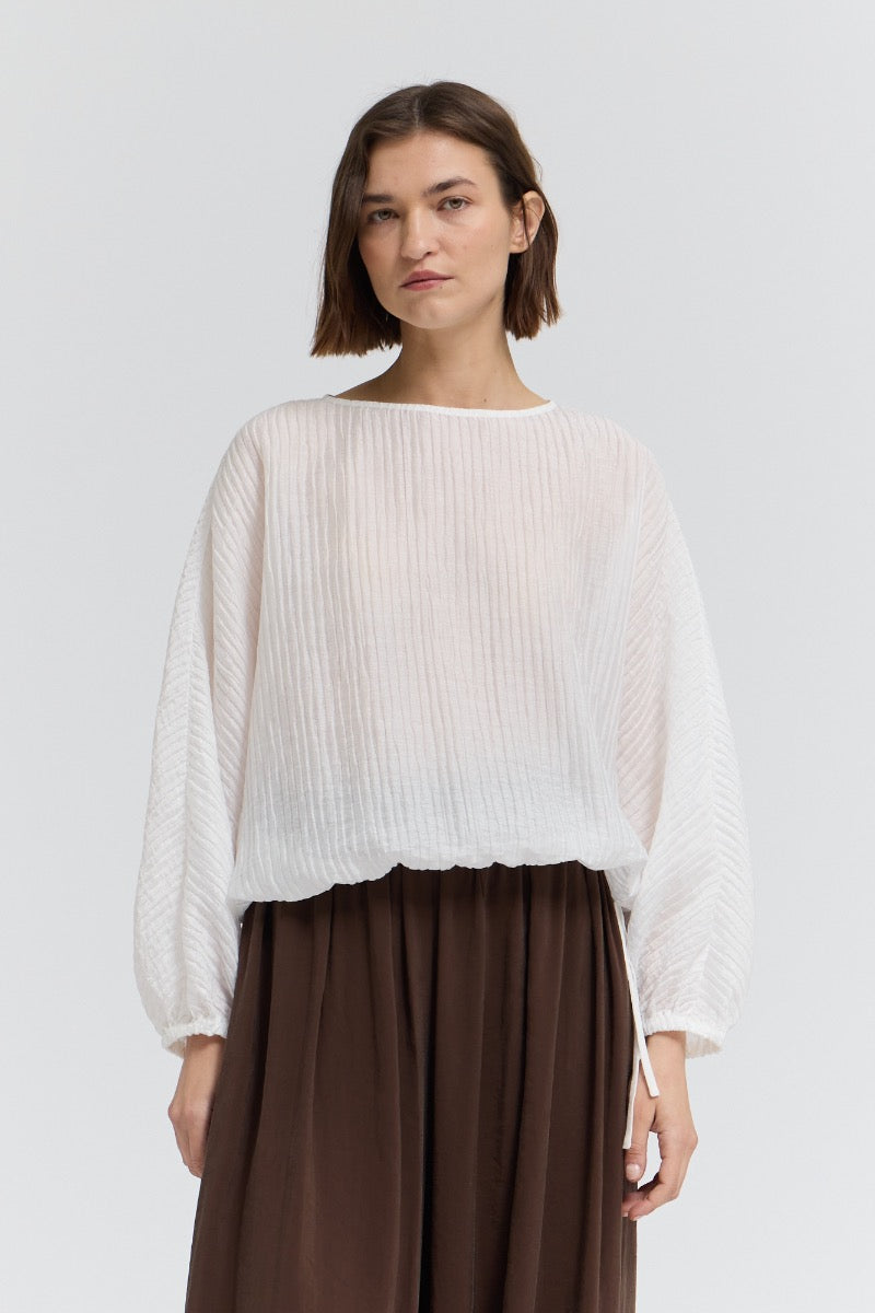 Shirred Sleeve Tencel Blouse