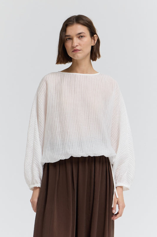 Shirred Sleeve Tencel Blouse