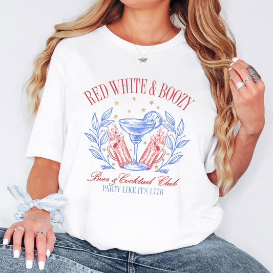 Red White and Boozy Social Club Graphic T-shirt