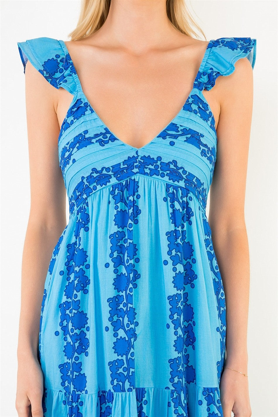 Blue Flutter Strap Midi