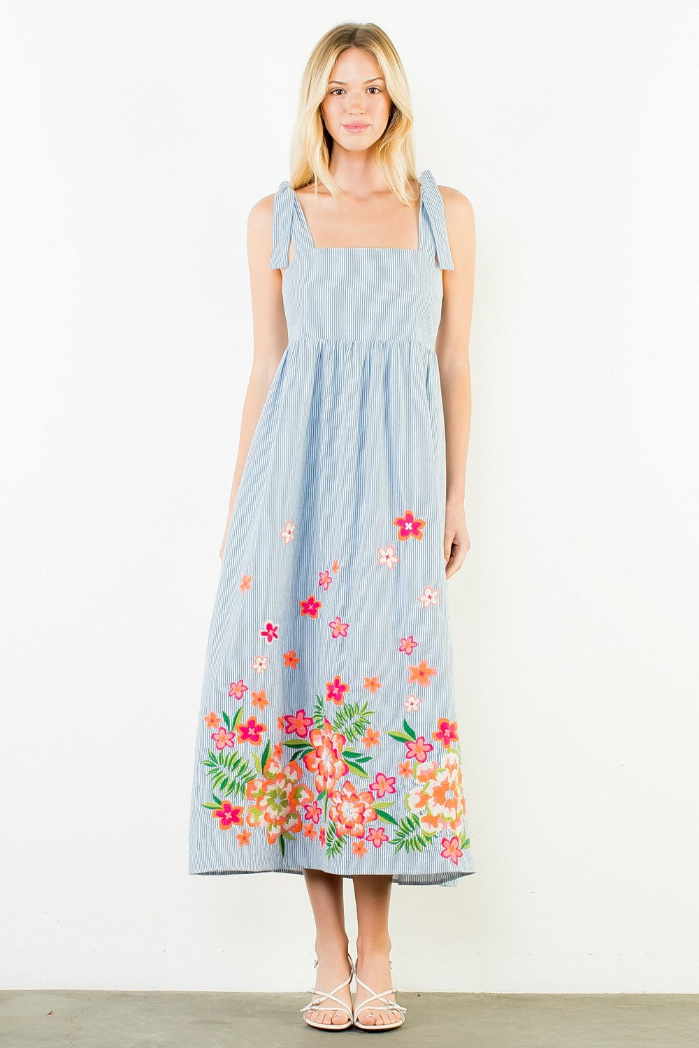 Embroidered Tie Dress