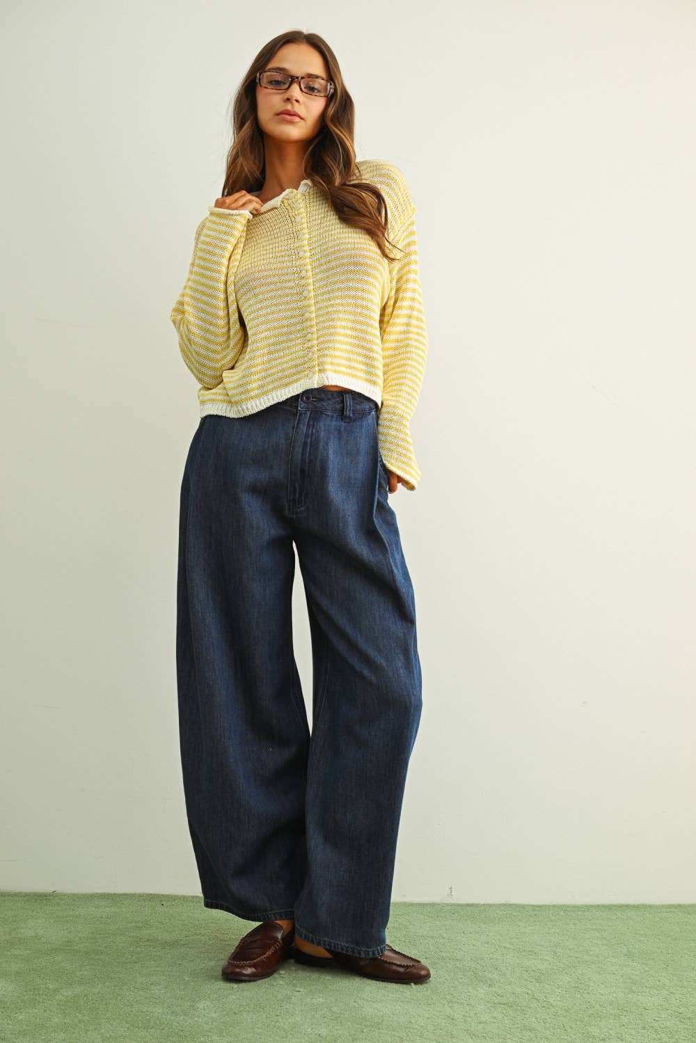 STRIPE BUTTON KNIT CARDI