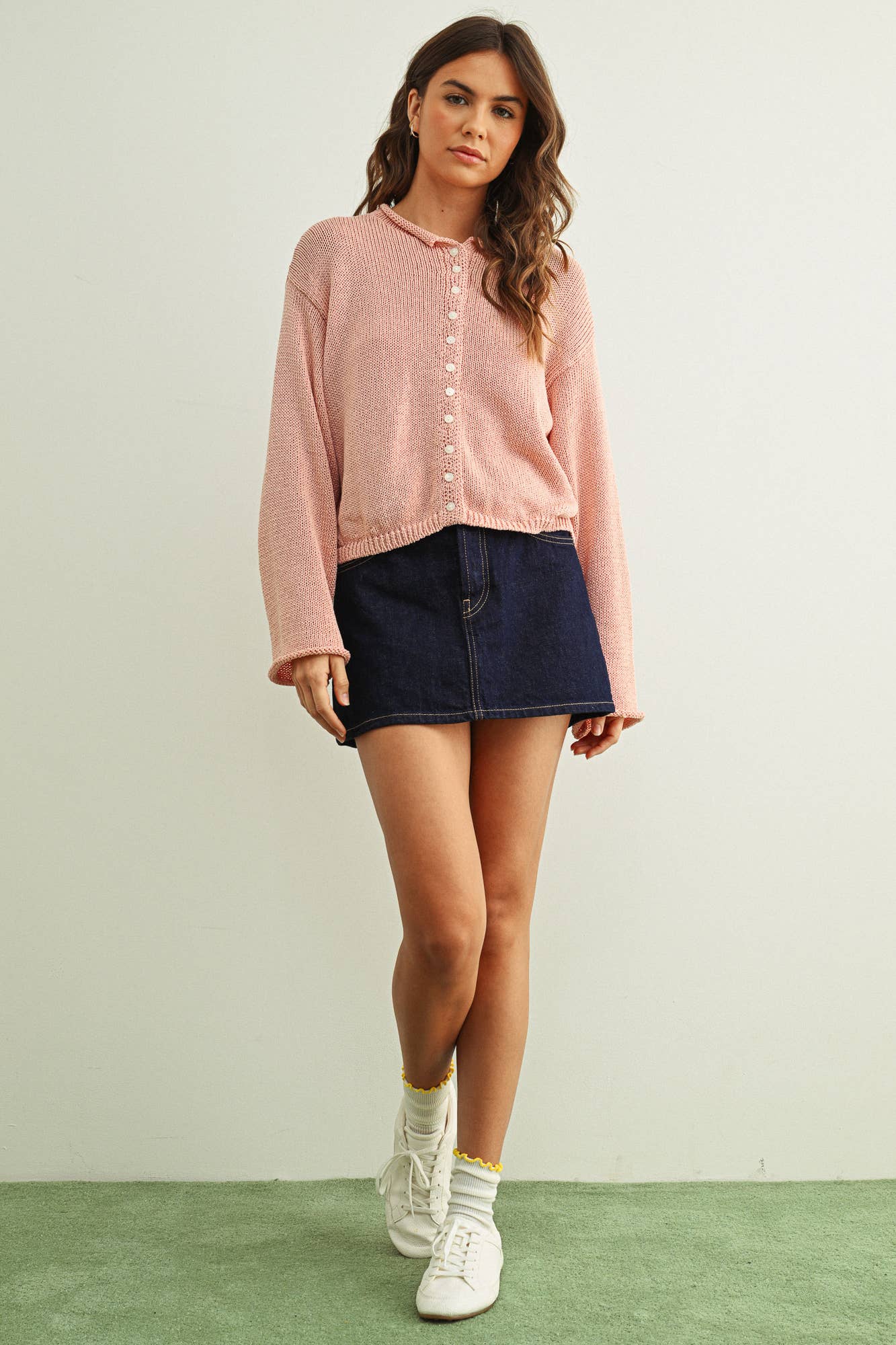 Matcha Button Front Cardi