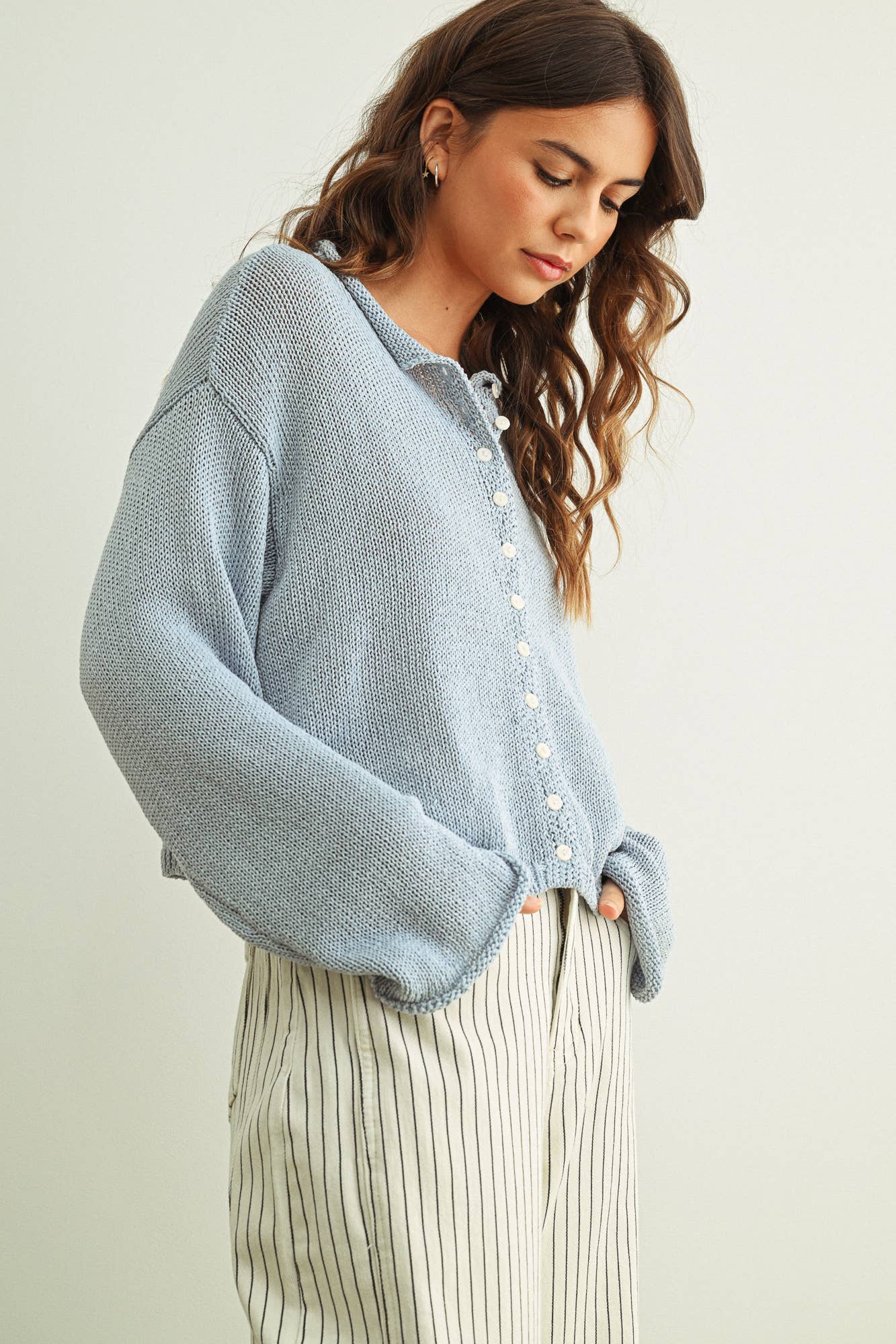 Matcha Button Front Cardi