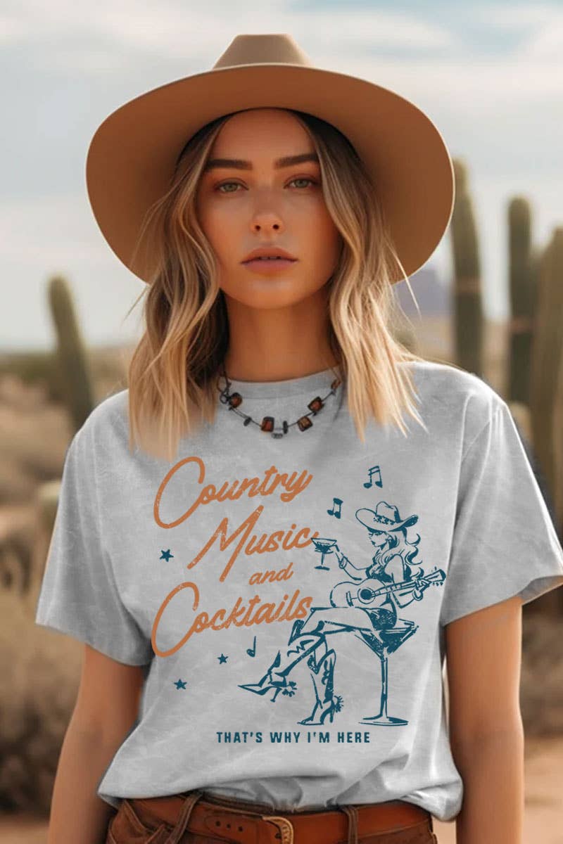 COUNTRY MUSIC AND COCKTAILS MINERAL GRAPHIC TOP