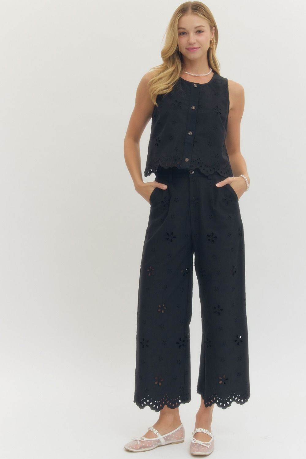 Eyelet Wide Leg