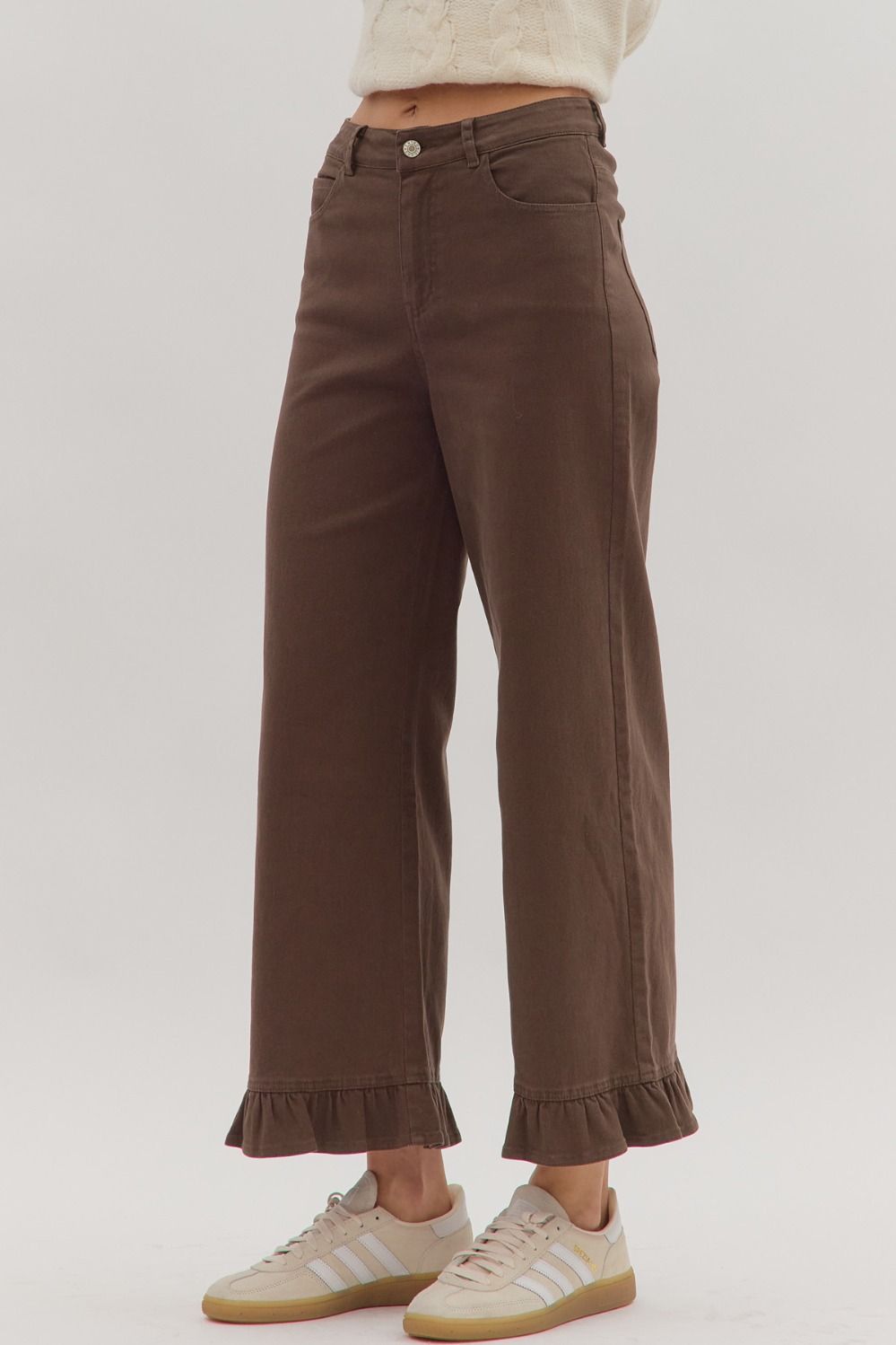 Wide Leg Ruffle Hem Pant