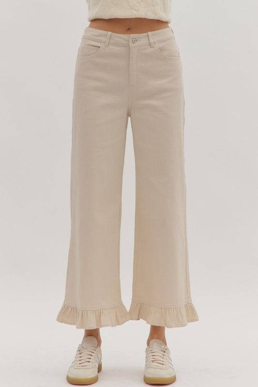 Wide Leg Ruffle Hem Pant