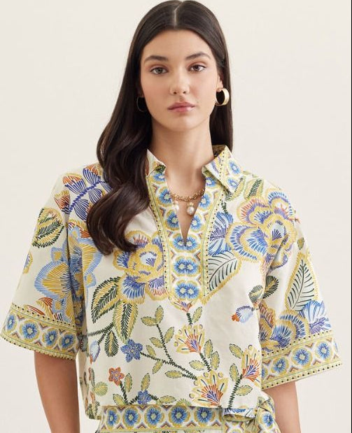 White Botanical Top
