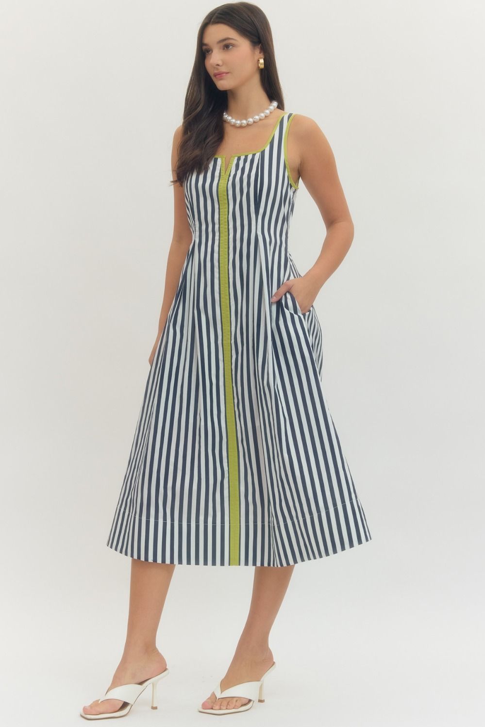 Striped Sleeveless Midi