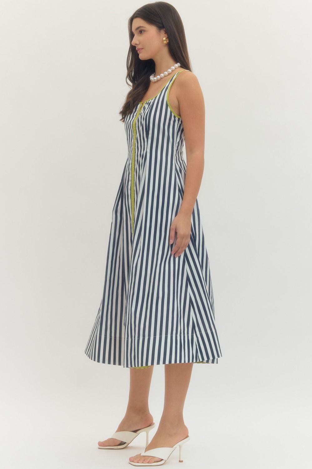 Striped Sleeveless Midi