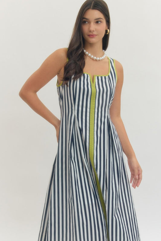 Striped Sleeveless Midi