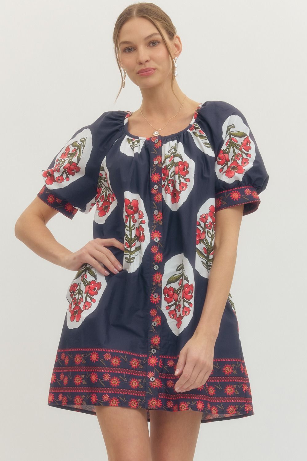 Floral Puff Sleeve Mini