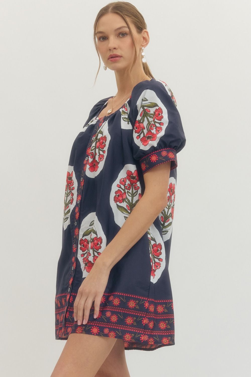 Floral Puff Sleeve Mini