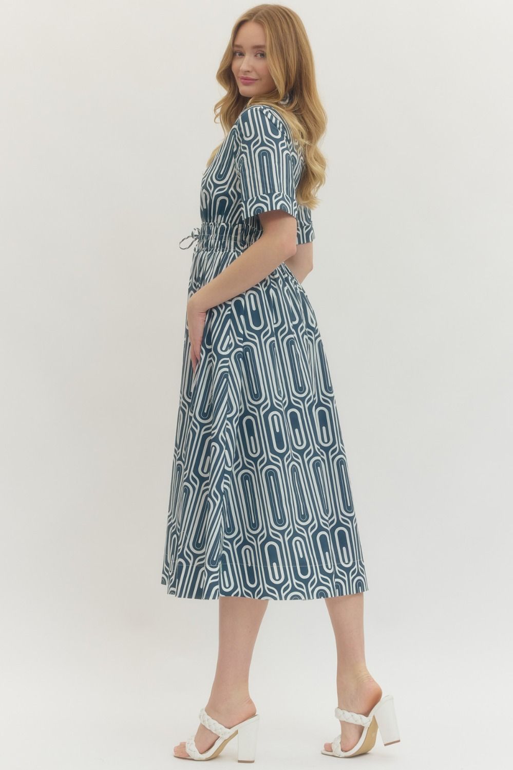 Navy Geometric Midi