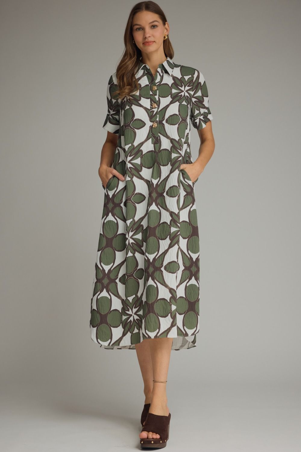 Olive Print Dress