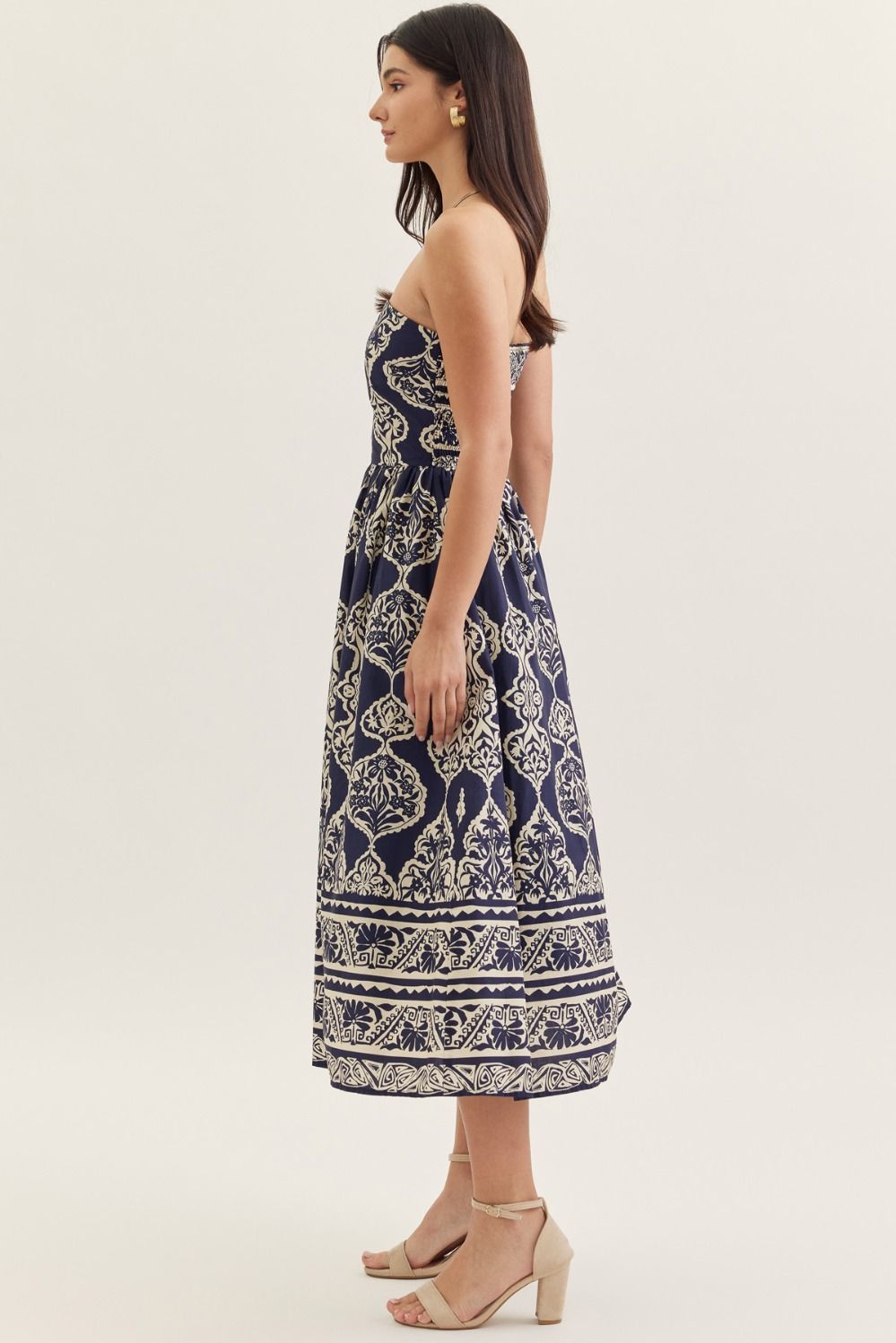 Navy Strapless Midi