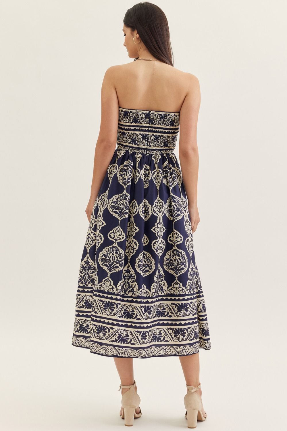 Navy Strapless Midi