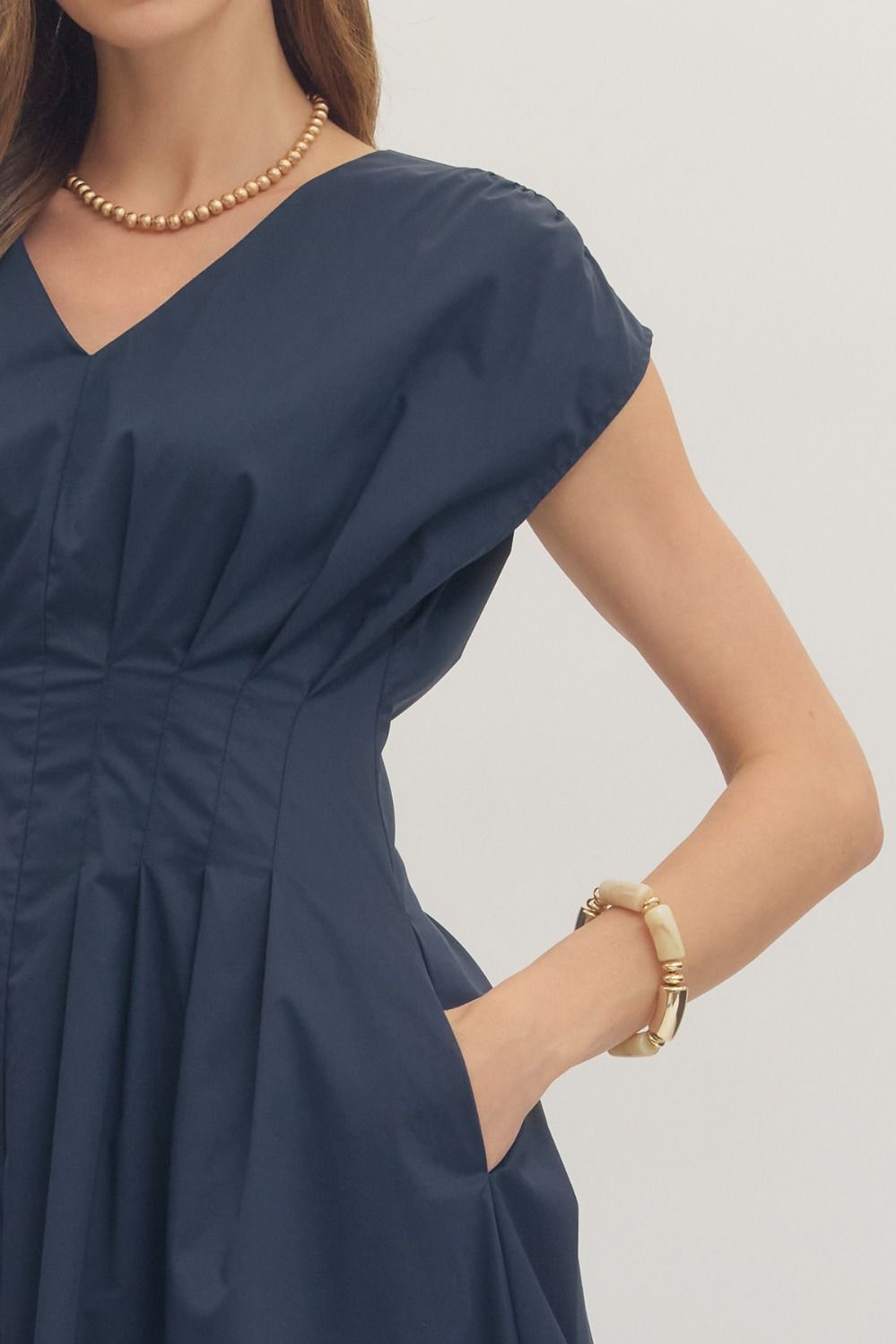 Navy Cap Sleeve Midi