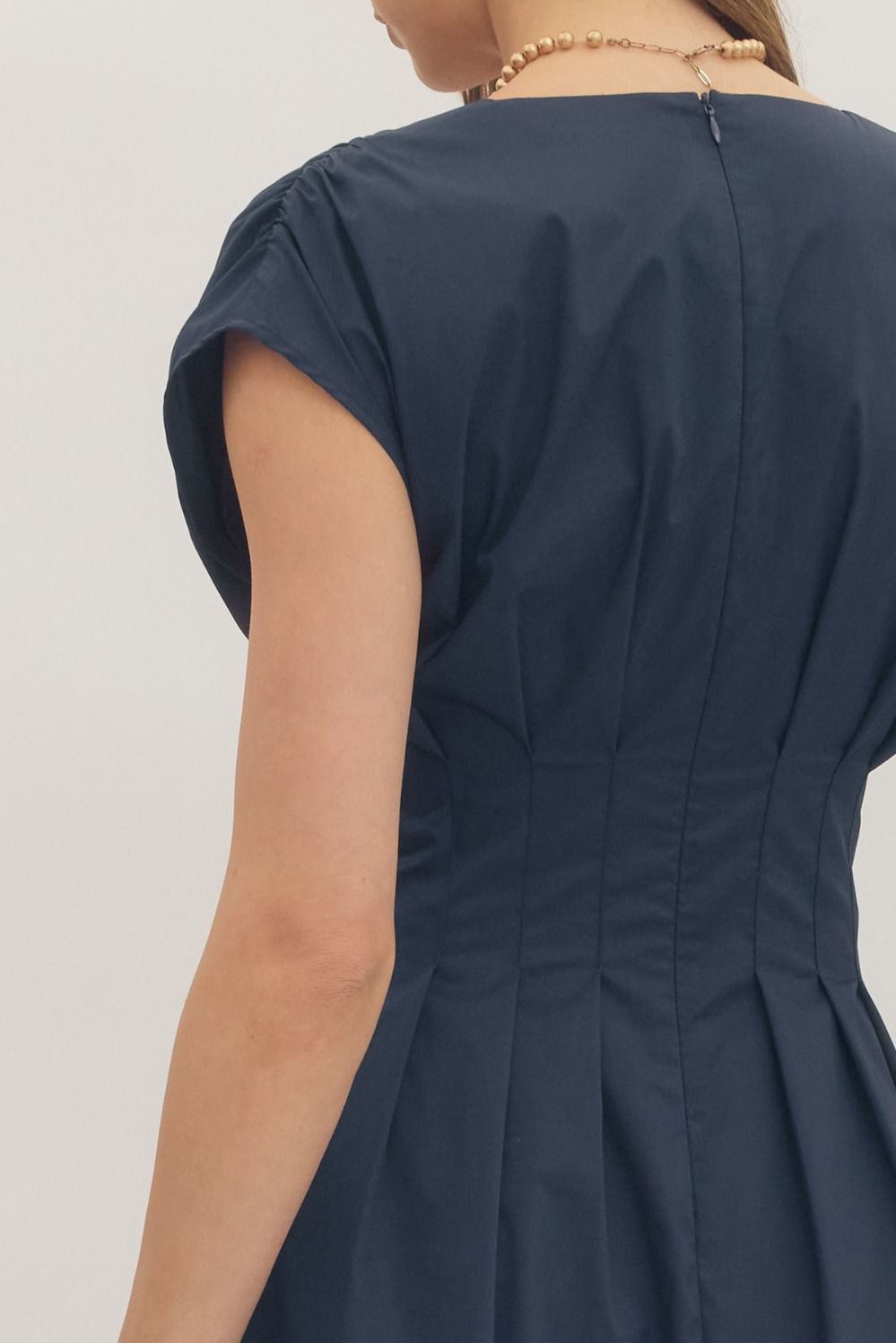 Navy Cap Sleeve Midi