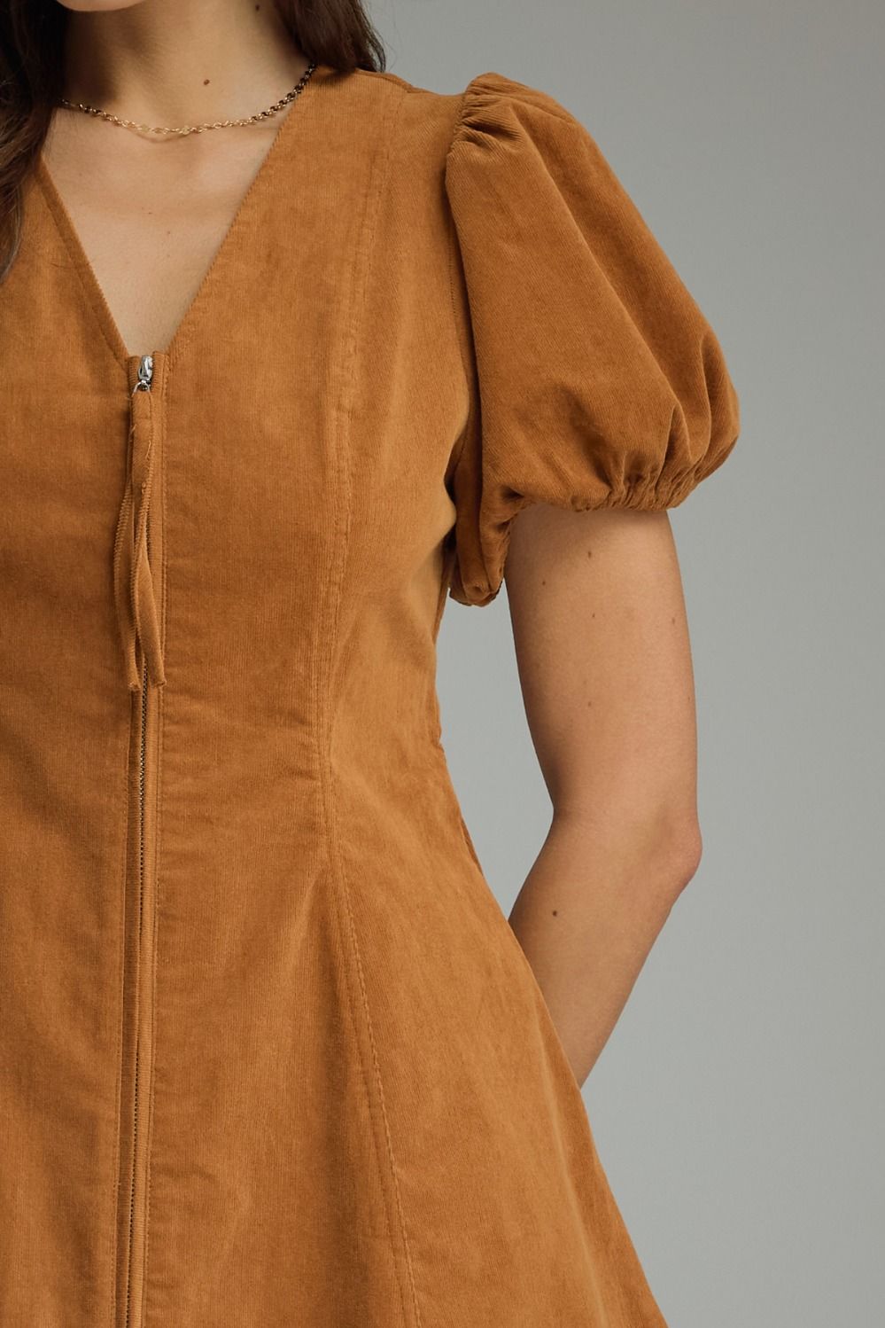 Camel Puff Sleeve Mini