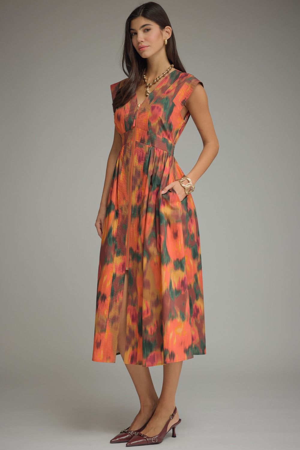 Rust Cap Sleeve Midi