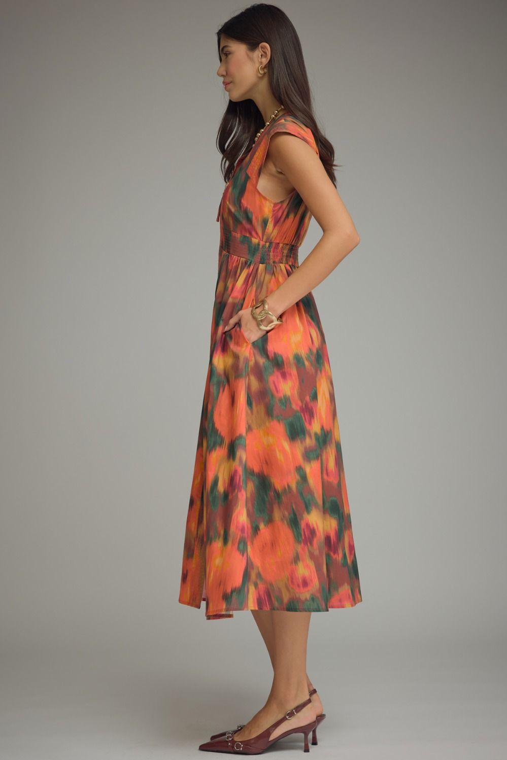 Rust Cap Sleeve Midi