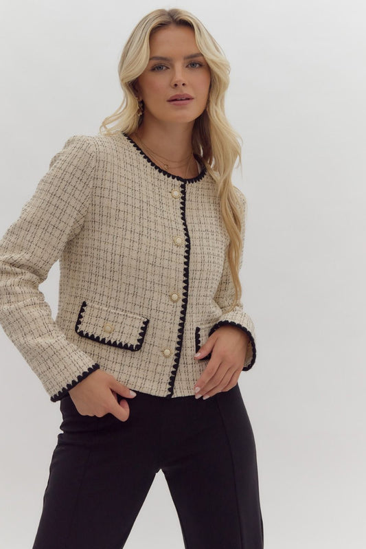 Ecru Plaid Jacket