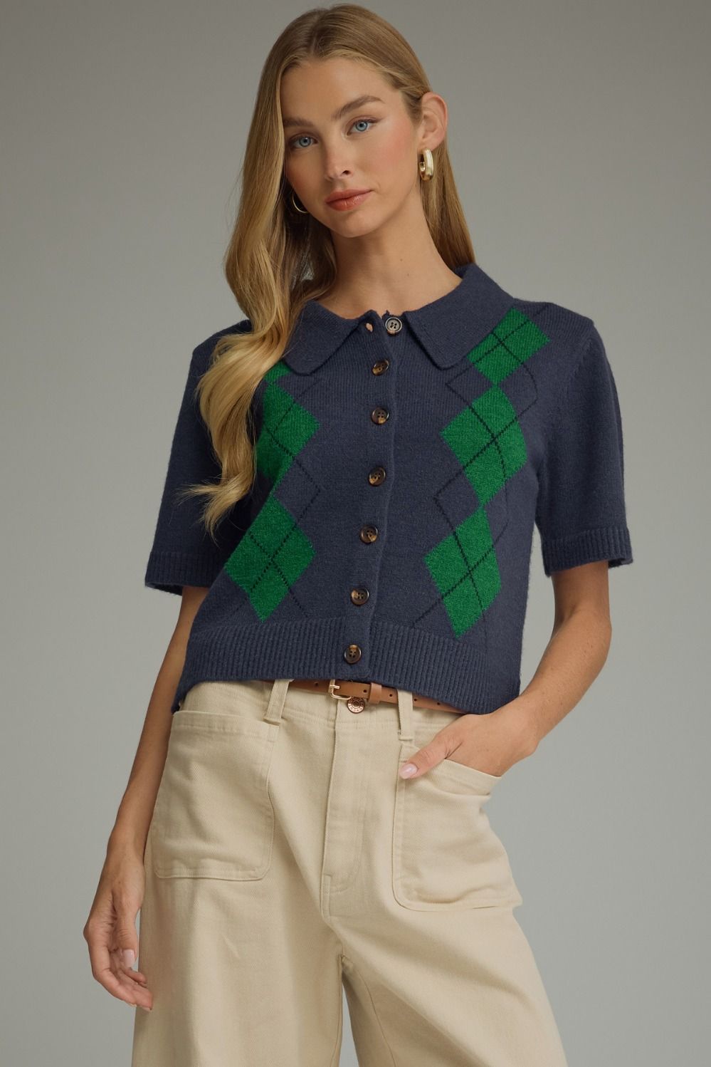 Navy Argyle Sweater