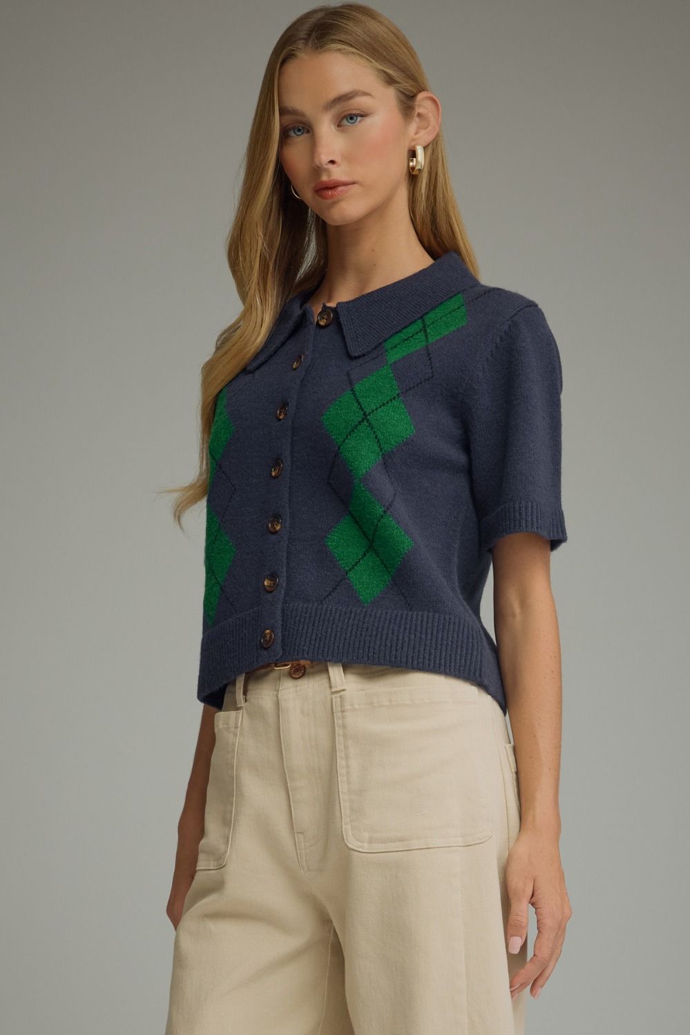 Navy Argyle Sweater