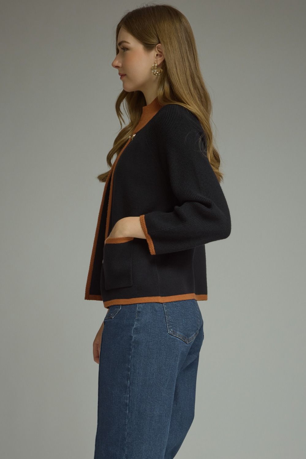 Black and Brown Sweater Jacket