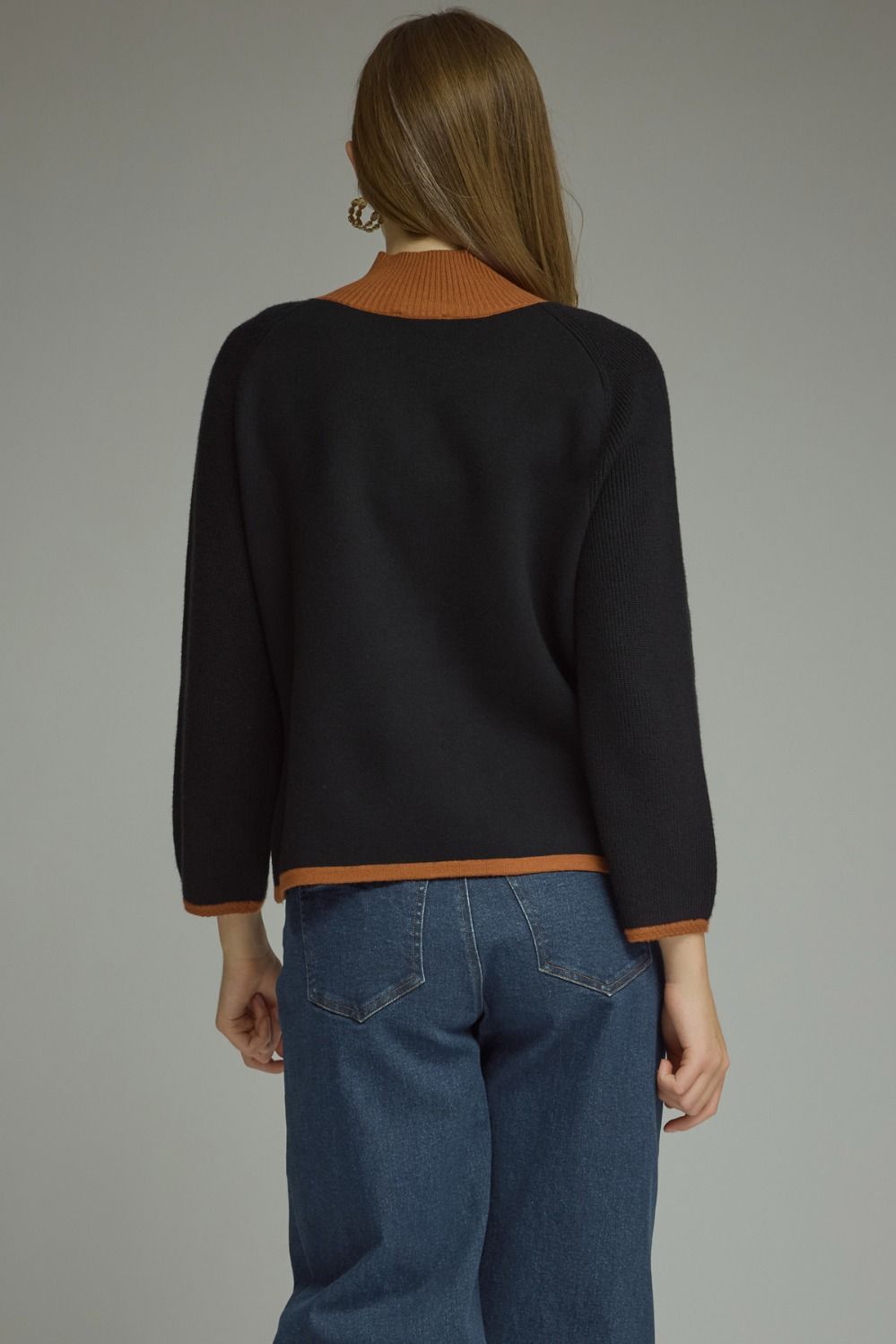Black and Brown Sweater Jacket