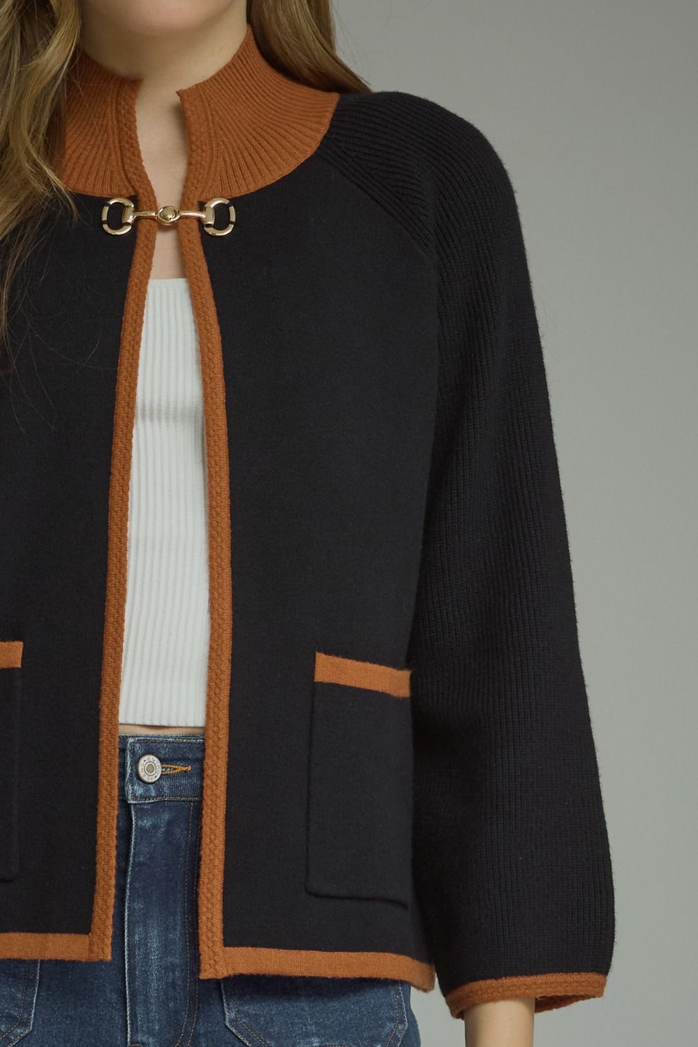 Black and Brown Sweater Jacket