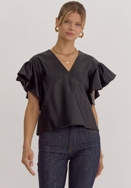 Faux V-Neck Top