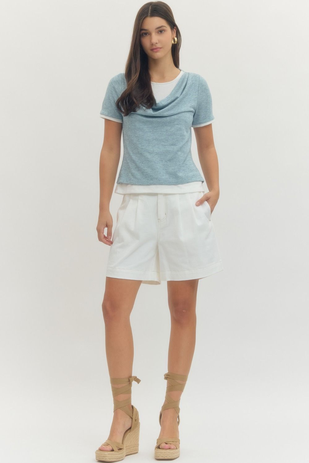 Blue Layered Knit Top