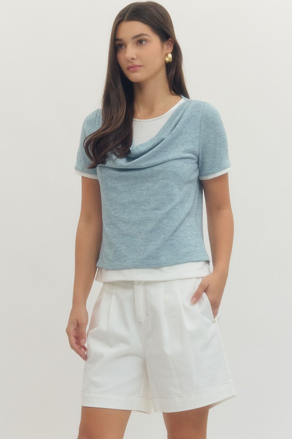 Blue Layered Knit Top