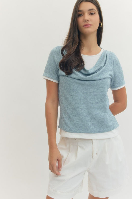 Blue Layered Knit Top