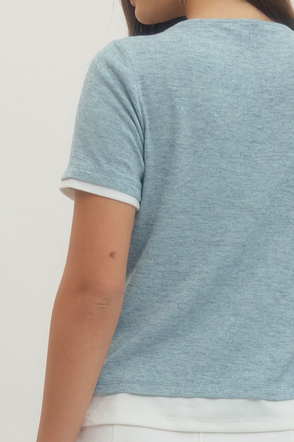 Blue Layered Knit Top