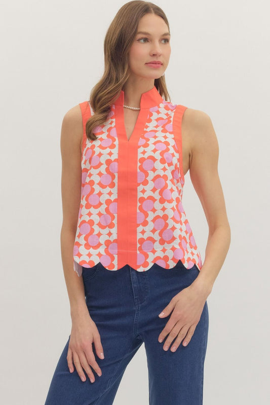 Pattern Sleeveless Top