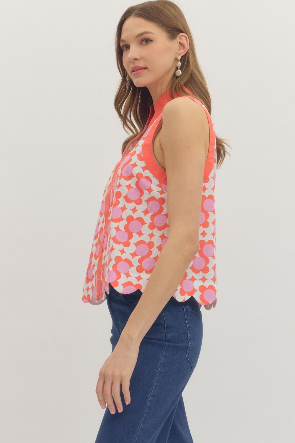 Pattern Sleeveless Top