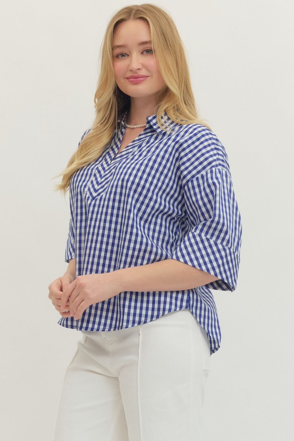Gingham 3/4 Sleeve