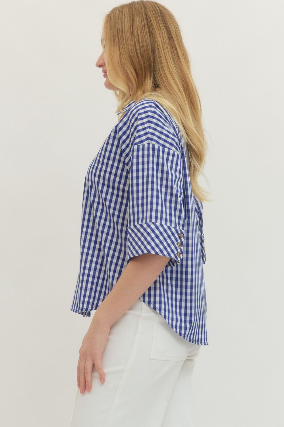 Gingham 3/4 Sleeve